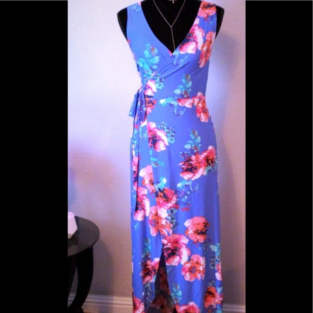 Derek Heart Sexy Floral Wrap Maxi Dress Size L